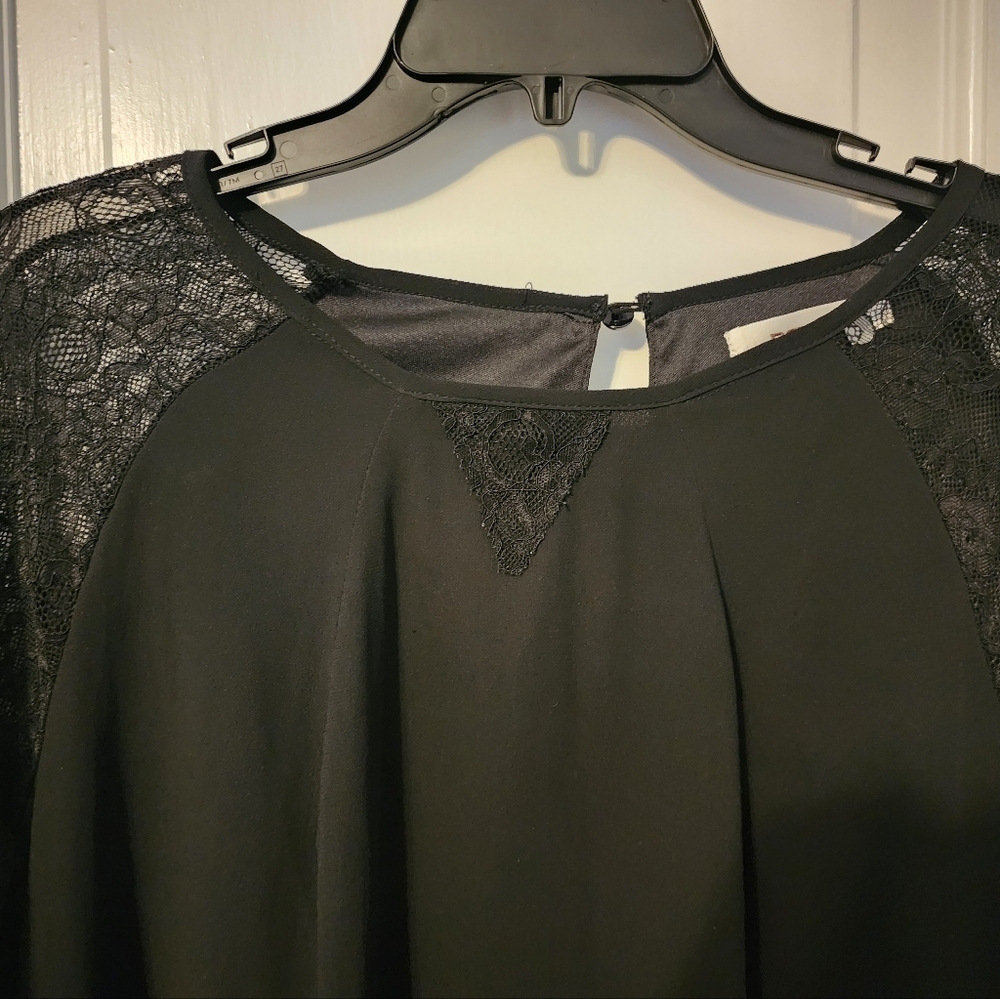 Elegant Black Chiffon Lace Accebts Black Party Dress. Classic. Flattering. 14 - Picture 5 of 11